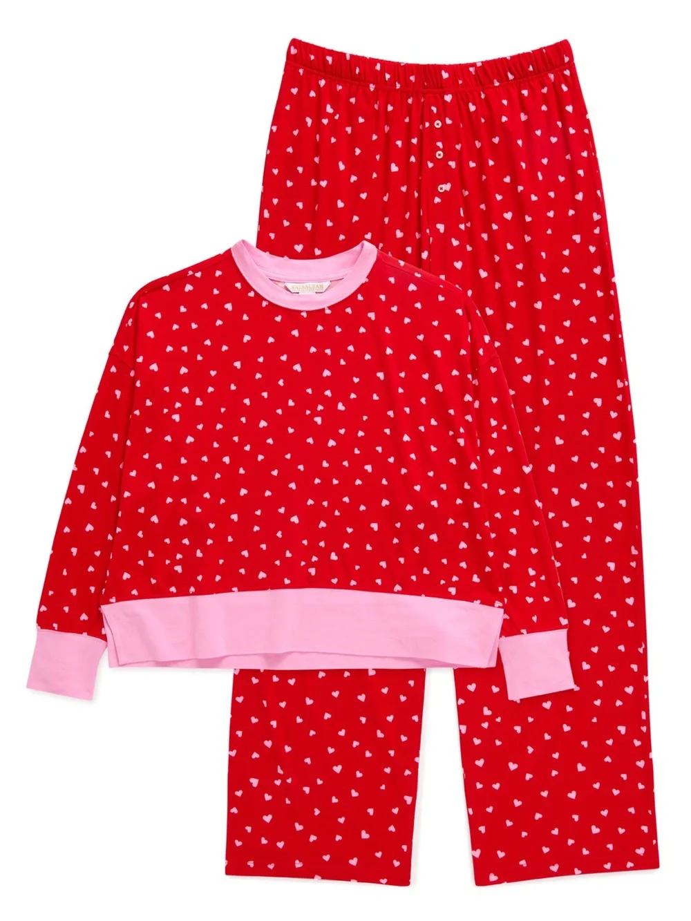 Shiraleah Mini Hearts Ultra-Soft Jersey Knit PJ Set, Red